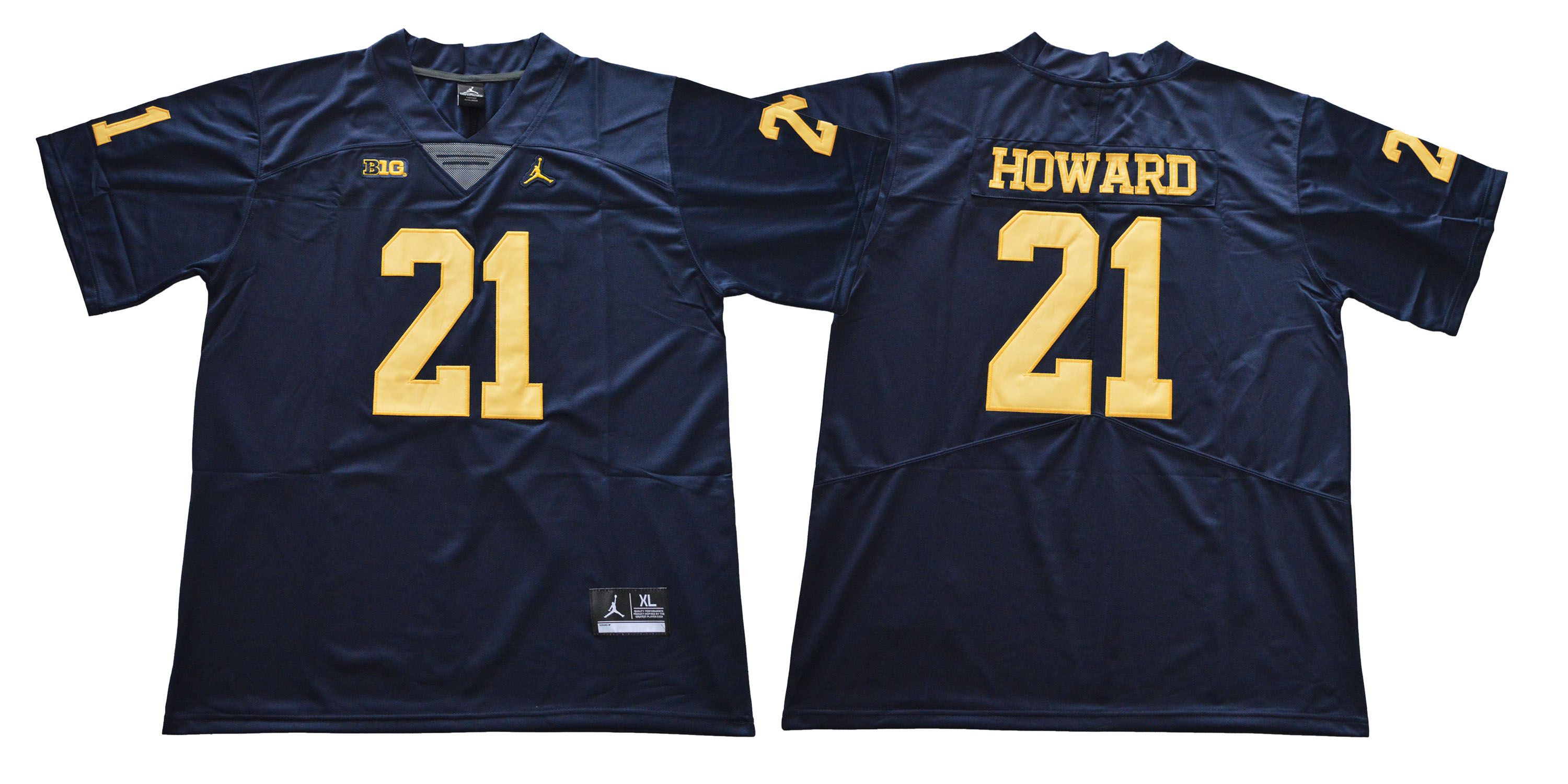 Men Michigan Wolverines 21 Howard Blue NCAA Jerseys